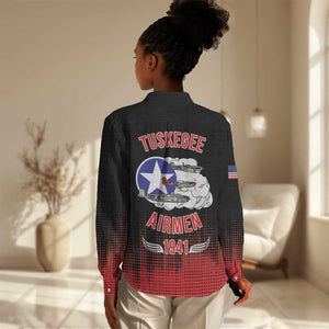 Tuskegee Red Tails Airmen WWII Tribute Women Casual Shirt 332nd Fighter Group - Black - African Pride