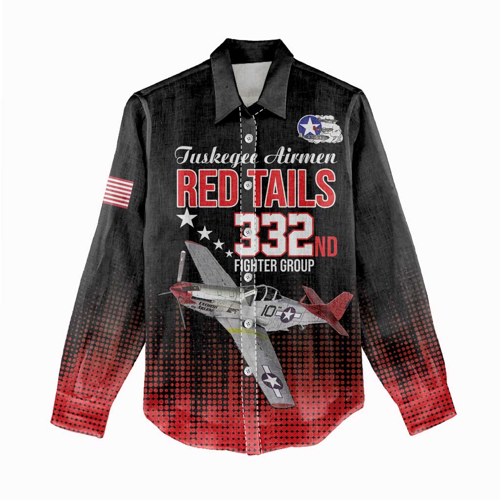 Tuskegee Red Tails Airmen WWII Tribute Women Casual Shirt 332nd Fighter Group - Black - African Pride