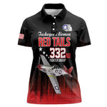 Tuskegee Red Tails Airmen WWII Tribute Women Polo Shirt 332nd Fighter Group - Black - African Pride