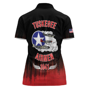 Tuskegee Red Tails Airmen WWII Tribute Women Polo Shirt 332nd Fighter Group - Black - African Pride