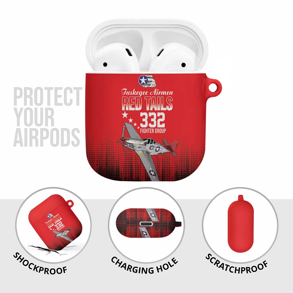 Tuskegee Red Tails Airmen WWII Tribute AirPods Case 332nd Fighter Group - Red