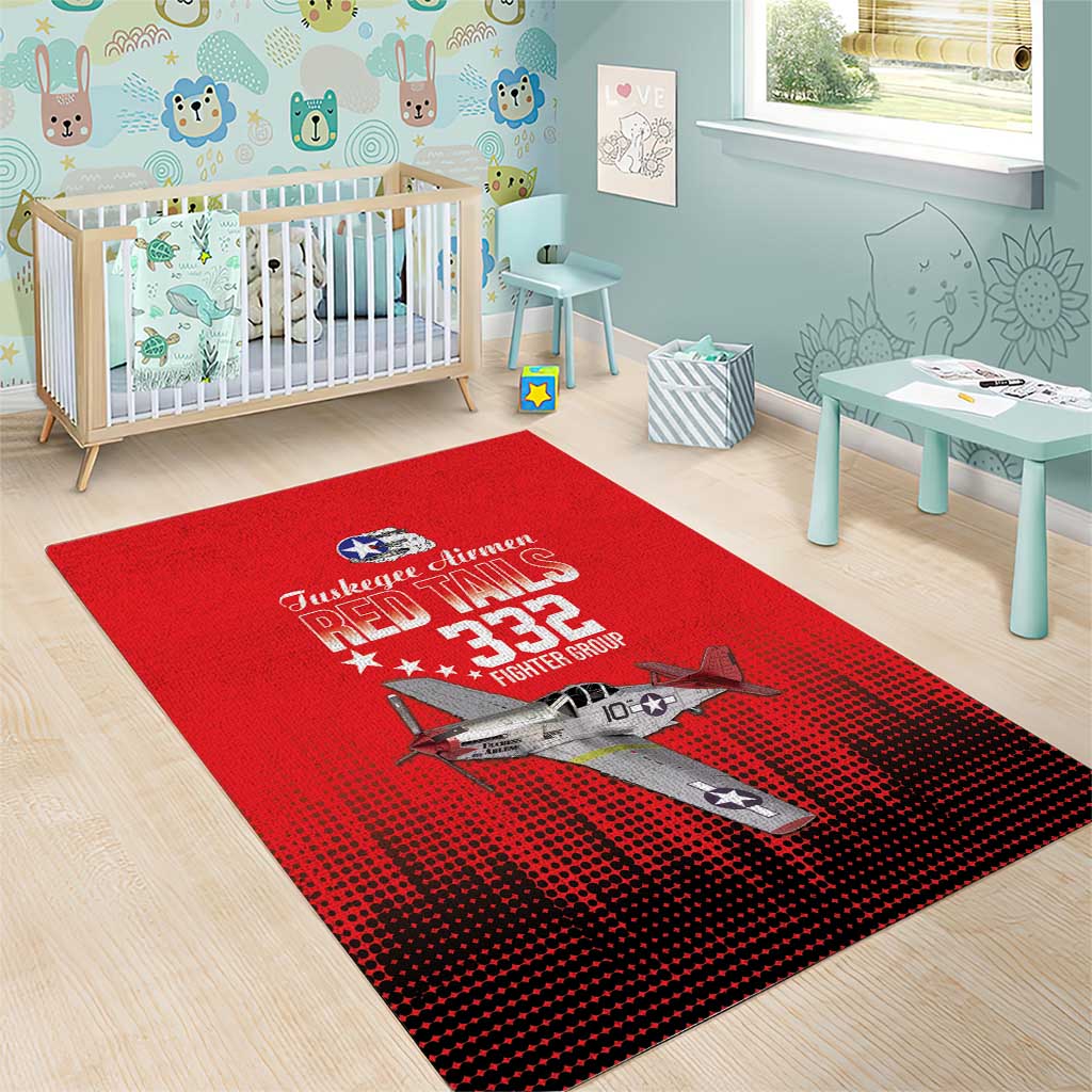Tuskegee Red Tails Airmen WWII Tribute Area Rug 332nd Fighter Group - Red - African Pride