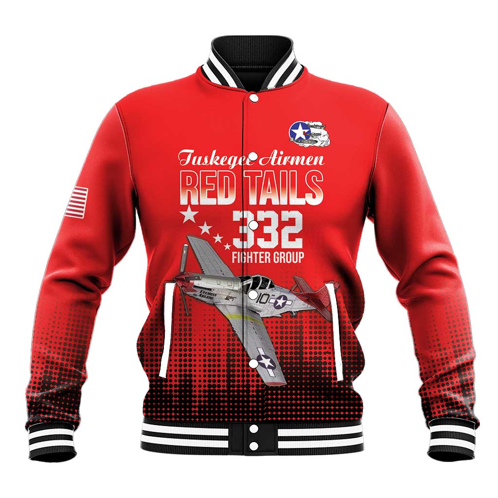 Tuskegee Red Tails Airmen WWII Tribute Baseball Jacket 332nd Fighter Group - Red - African Pride