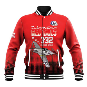 Tuskegee Red Tails Airmen WWII Tribute Baseball Jacket 332nd Fighter Group - Red - African Pride
