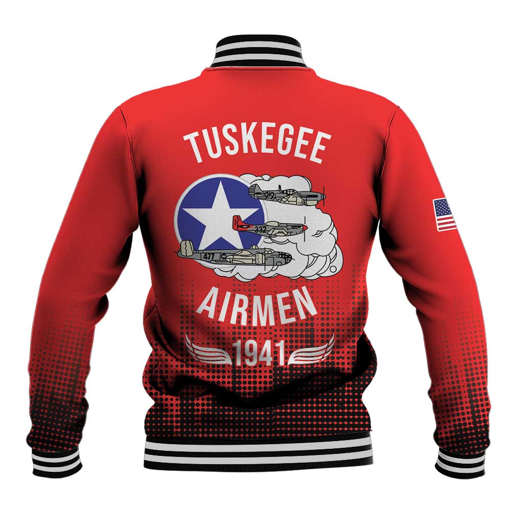 Tuskegee Red Tails Airmen WWII Tribute Baseball Jacket 332nd Fighter Group - Red - African Pride
