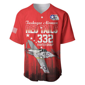 Tuskegee Red Tails Airmen WWII Tribute Baseball Jersey 332nd Fighter Group - Red - African Pride