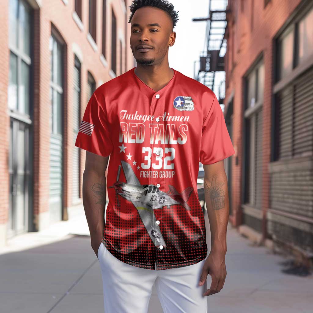 Tuskegee Red Tails Airmen WWII Tribute Baseball Jersey 332nd Fighter Group - Red - African Pride