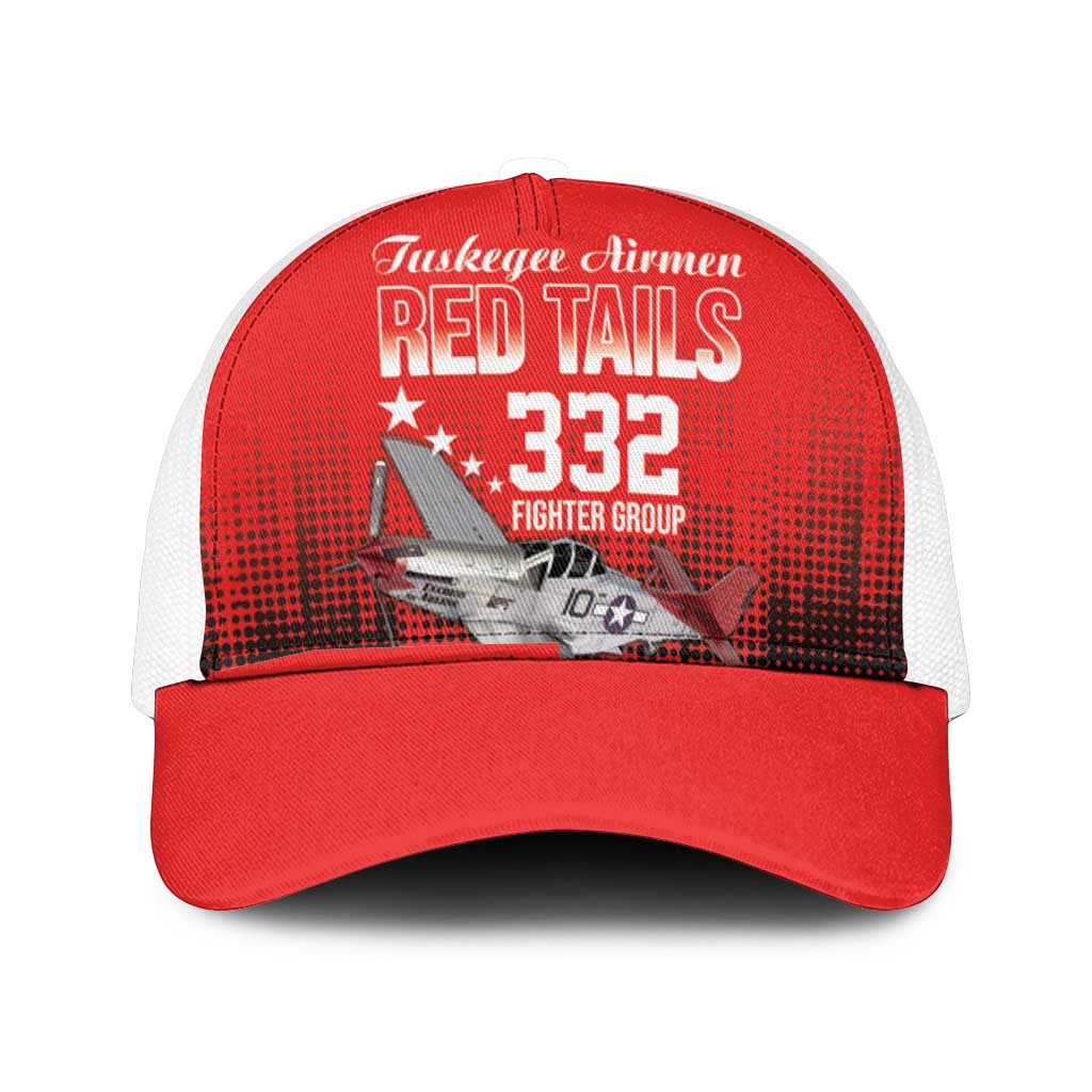 Tuskegee Red Tails Airmen WWII Tribute Baseball Net Cap 332nd Fighter Group - Red - African Pride