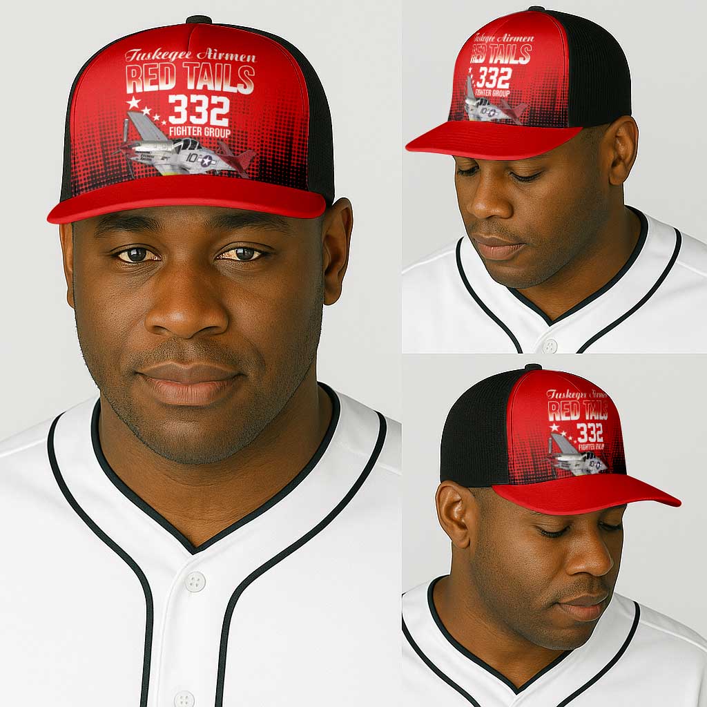 Tuskegee Red Tails Airmen WWII Tribute Baseball Net Cap 332nd Fighter Group - Red - African Pride