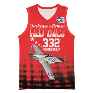 Tuskegee Red Tails Airmen WWII Tribute Basketball Jersey 332nd Fighter Group - Red - African Pride