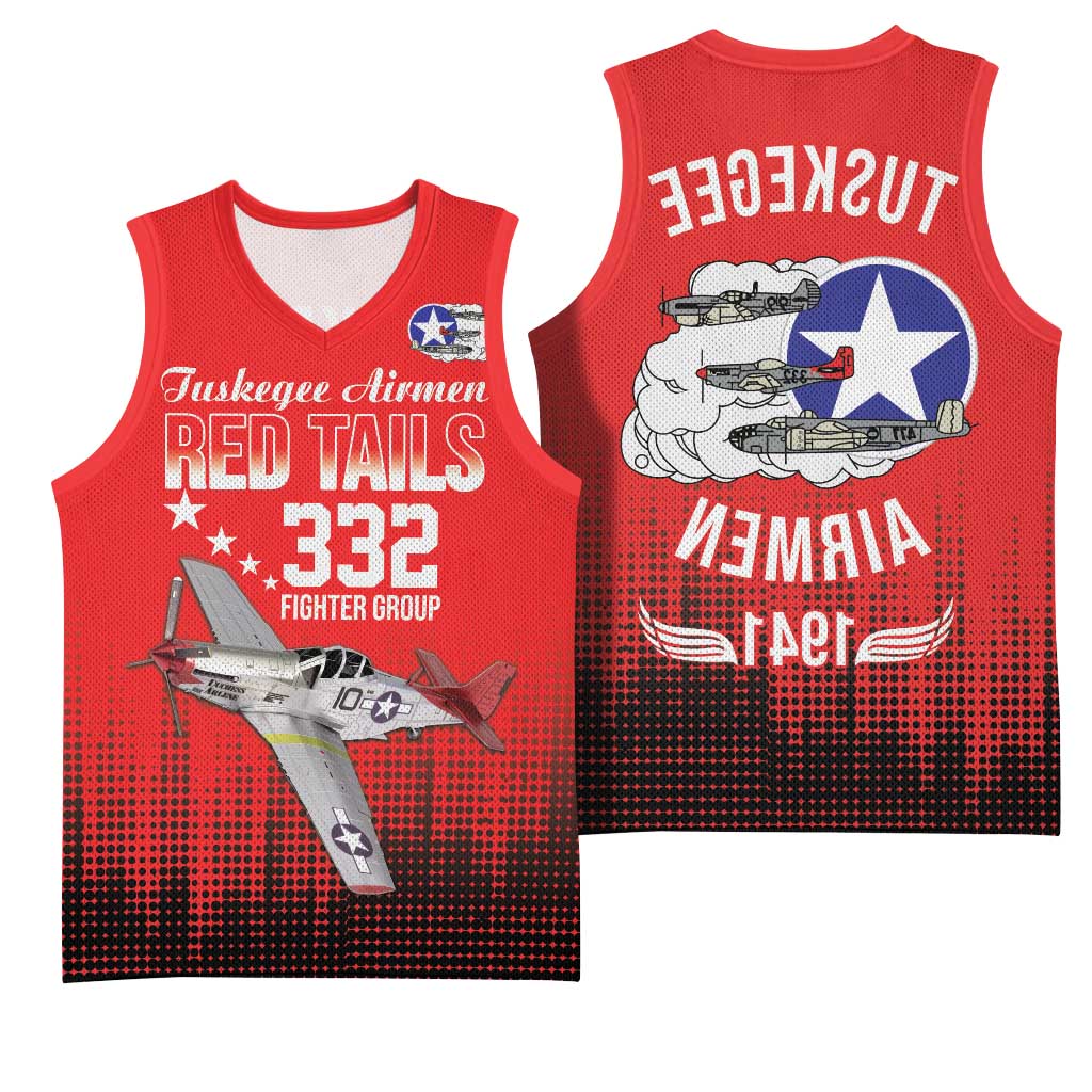 Tuskegee Red Tails Airmen WWII Tribute Basketball Jersey 332nd Fighter Group - Red - African Pride