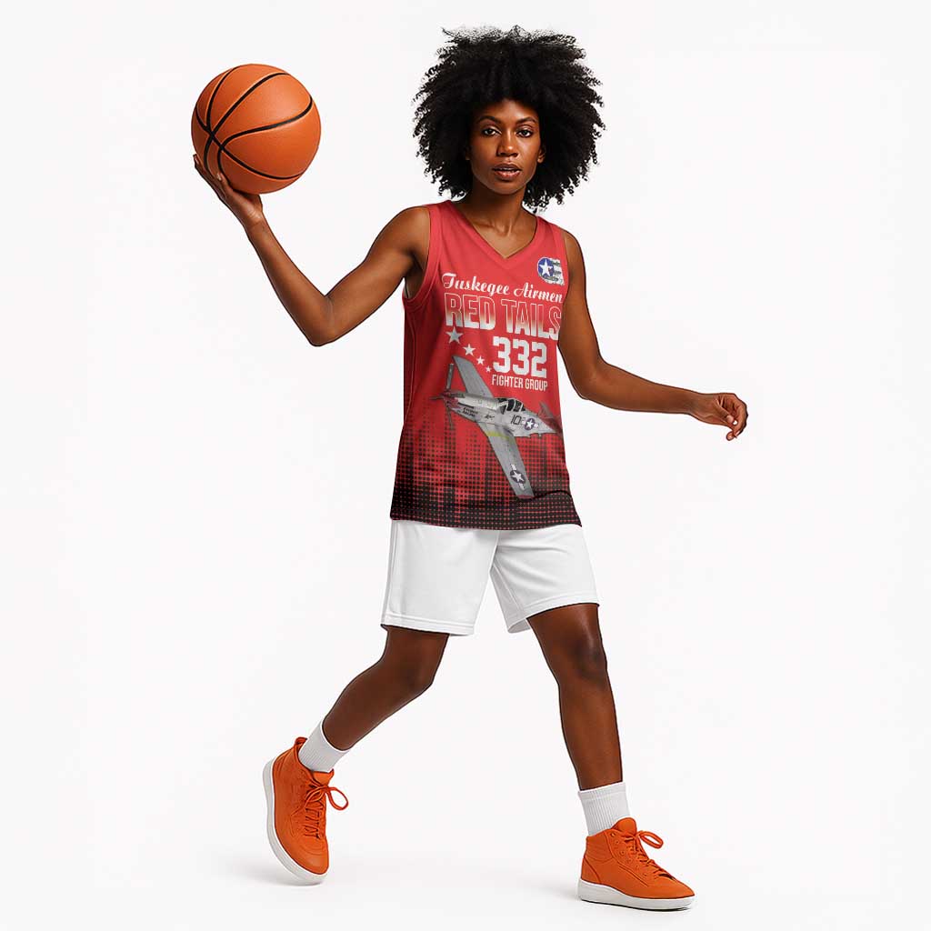 Tuskegee Red Tails Airmen WWII Tribute Basketball Jersey 332nd Fighter Group - Red - African Pride