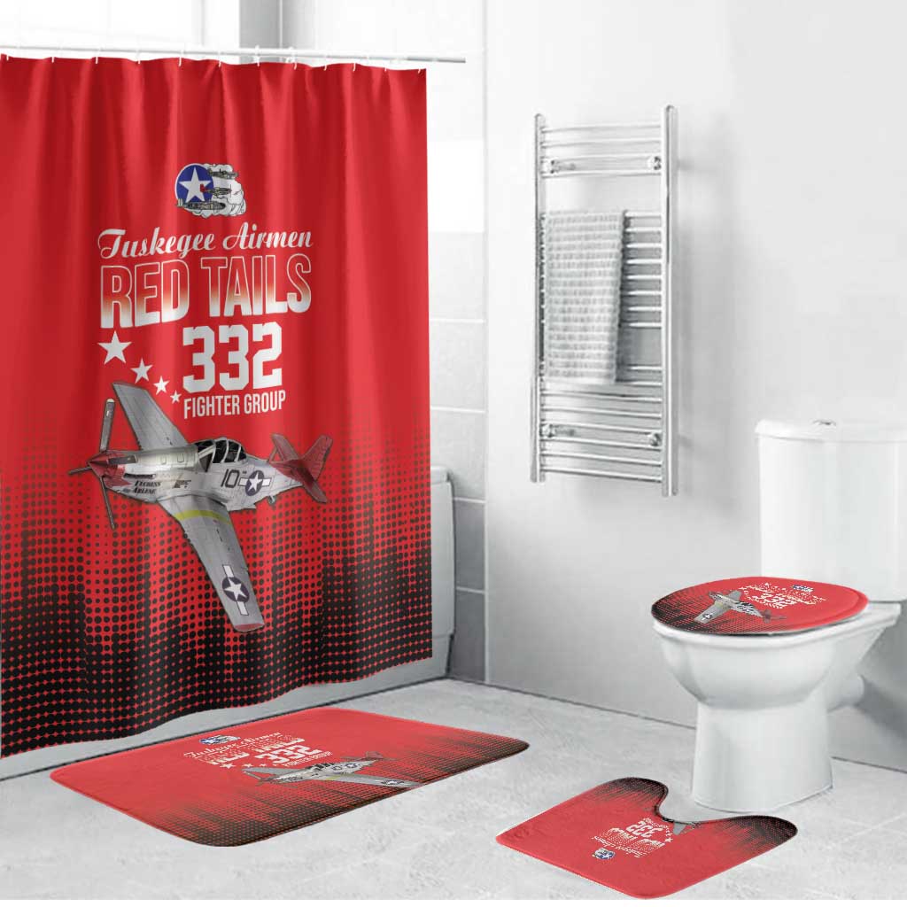 Tuskegee Red Tails Airmen WWII Tribute Bathroom Set 332nd Fighter Group - Red