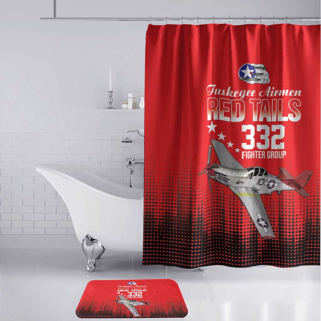 Tuskegee Red Tails Airmen WWII Tribute Bathroom Set 332nd Fighter Group - Red