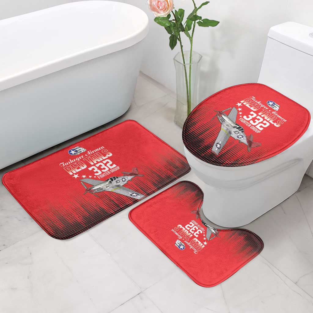 Tuskegee Red Tails Airmen WWII Tribute Bathroom Set 332nd Fighter Group - Red