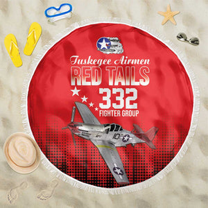 Tuskegee Red Tails Airmen WWII Tribute Beach Blanket 332nd Fighter Group - Red - African Pride