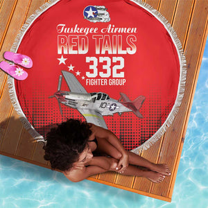 Tuskegee Red Tails Airmen WWII Tribute Beach Blanket 332nd Fighter Group - Red - African Pride