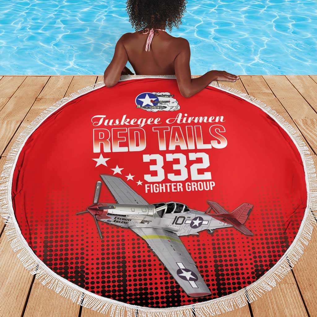 Tuskegee Red Tails Airmen WWII Tribute Beach Blanket 332nd Fighter Group - Red - African Pride