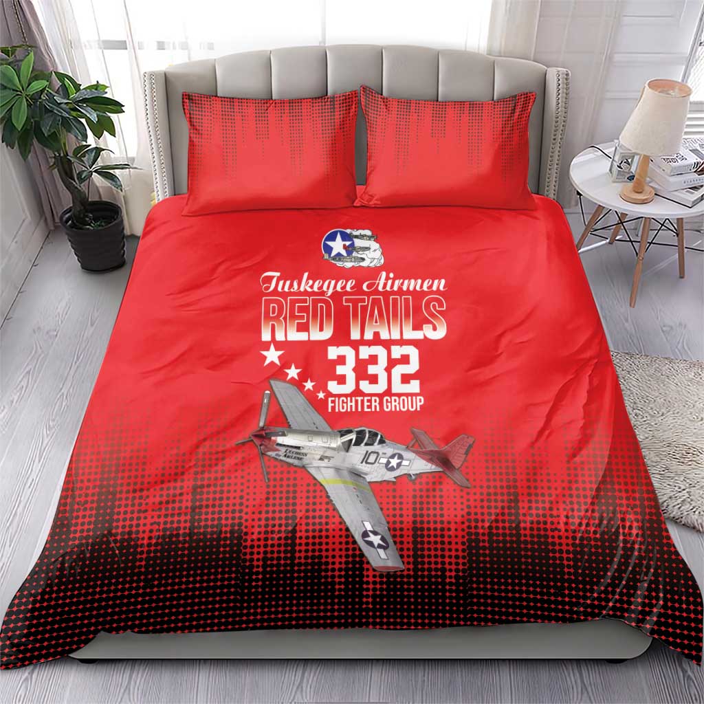 Tuskegee Red Tails Airmen WWII Tribute Bedding Set 332nd Fighter Group - Red - African Pride