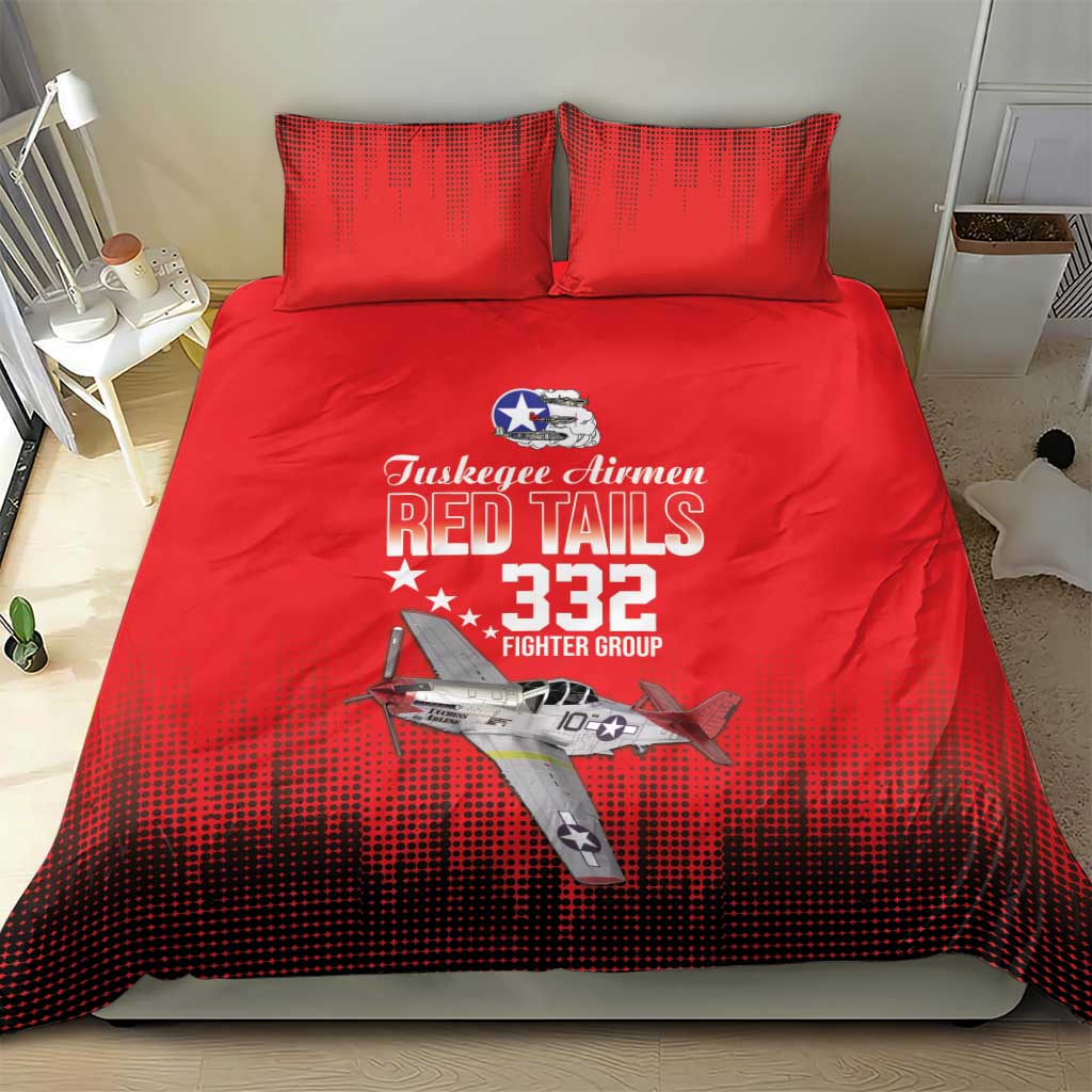 Tuskegee Red Tails Airmen WWII Tribute Bedding Set 332nd Fighter Group - Red - African Pride