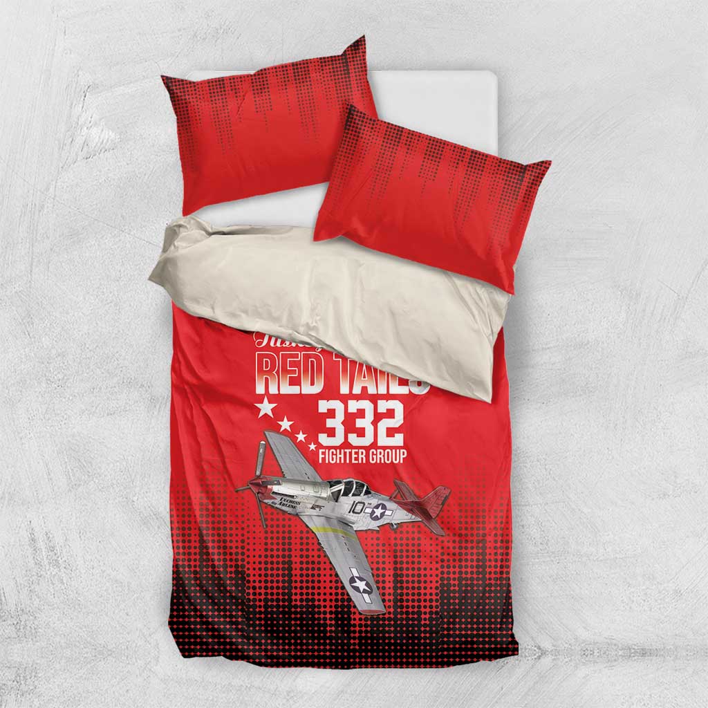Tuskegee Red Tails Airmen WWII Tribute Bedding Set 332nd Fighter Group - Red - African Pride