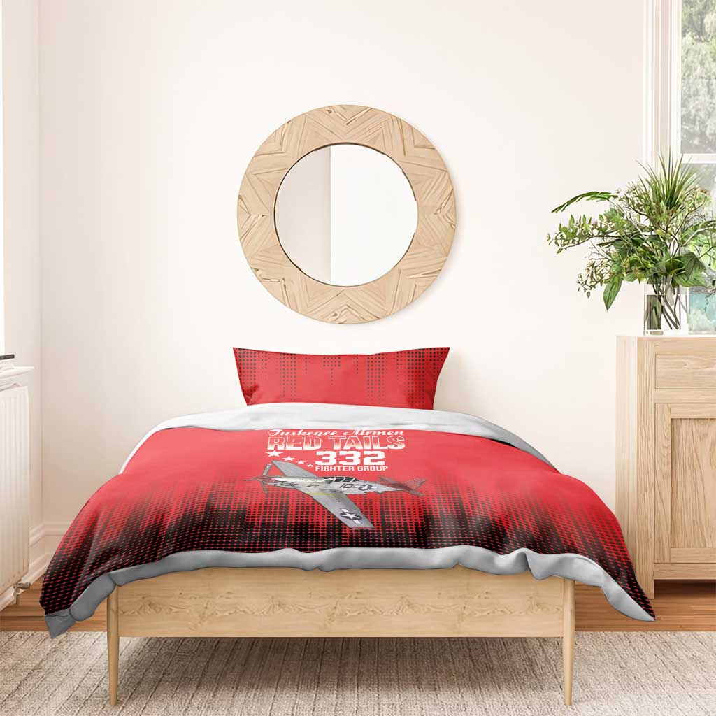 Tuskegee Red Tails Airmen WWII Tribute Bedding Set 332nd Fighter Group - Red - African Pride