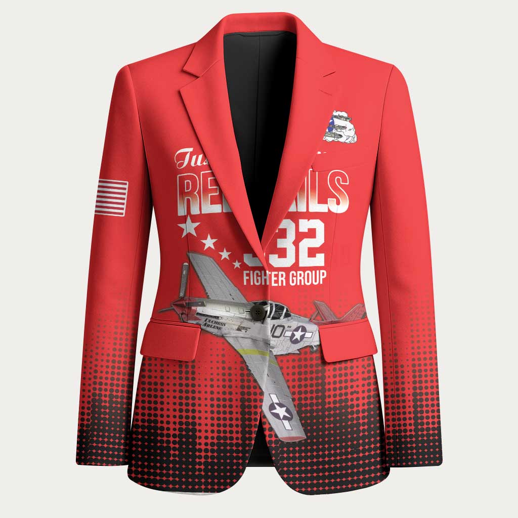 Tuskegee Red Tails Airmen WWII Tribute Blazer 332nd Fighter Group - Red