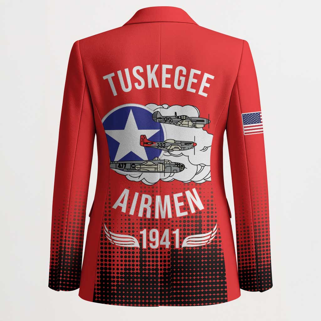 Tuskegee Red Tails Airmen WWII Tribute Blazer 332nd Fighter Group - Red