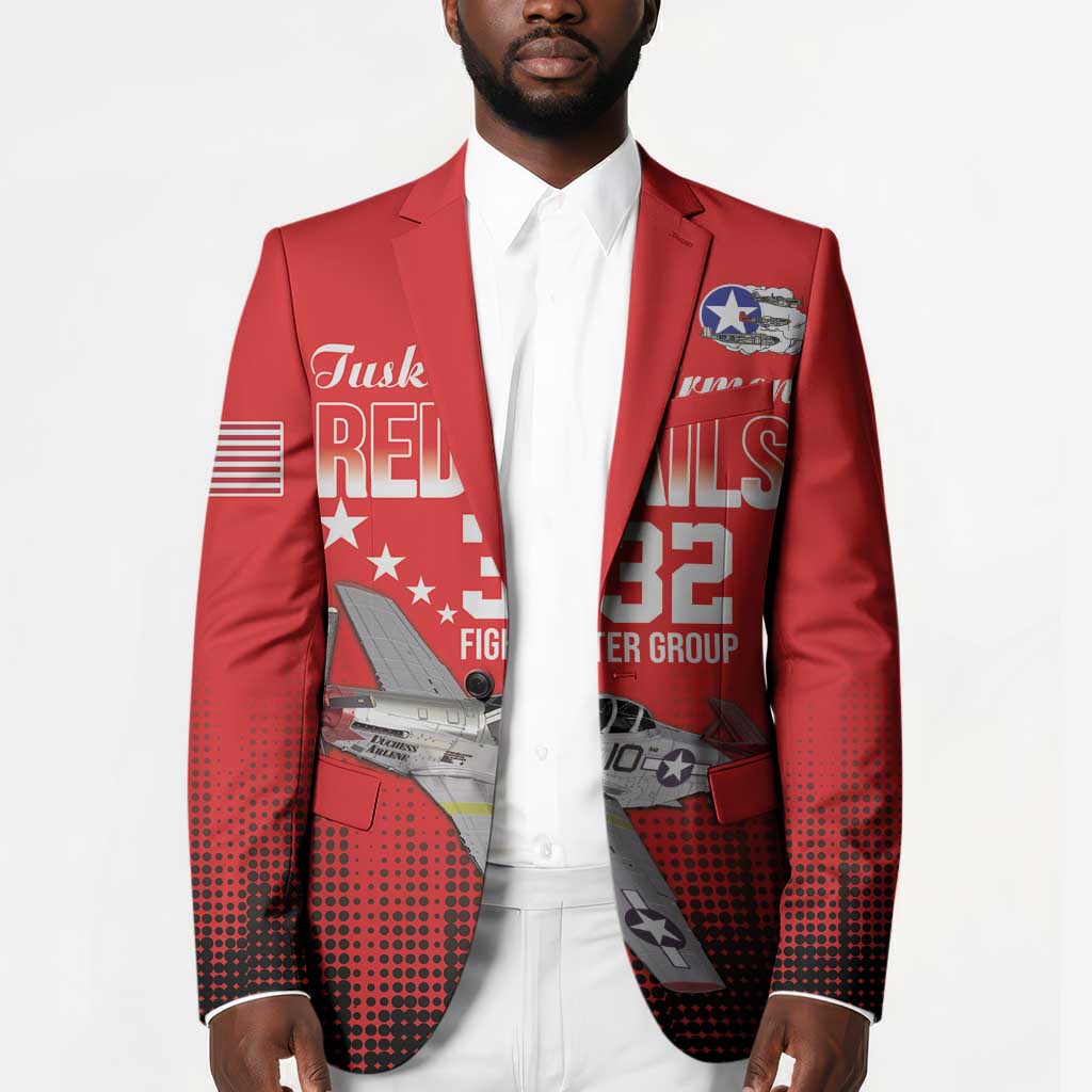 Tuskegee Red Tails Airmen WWII Tribute Blazer 332nd Fighter Group - Red