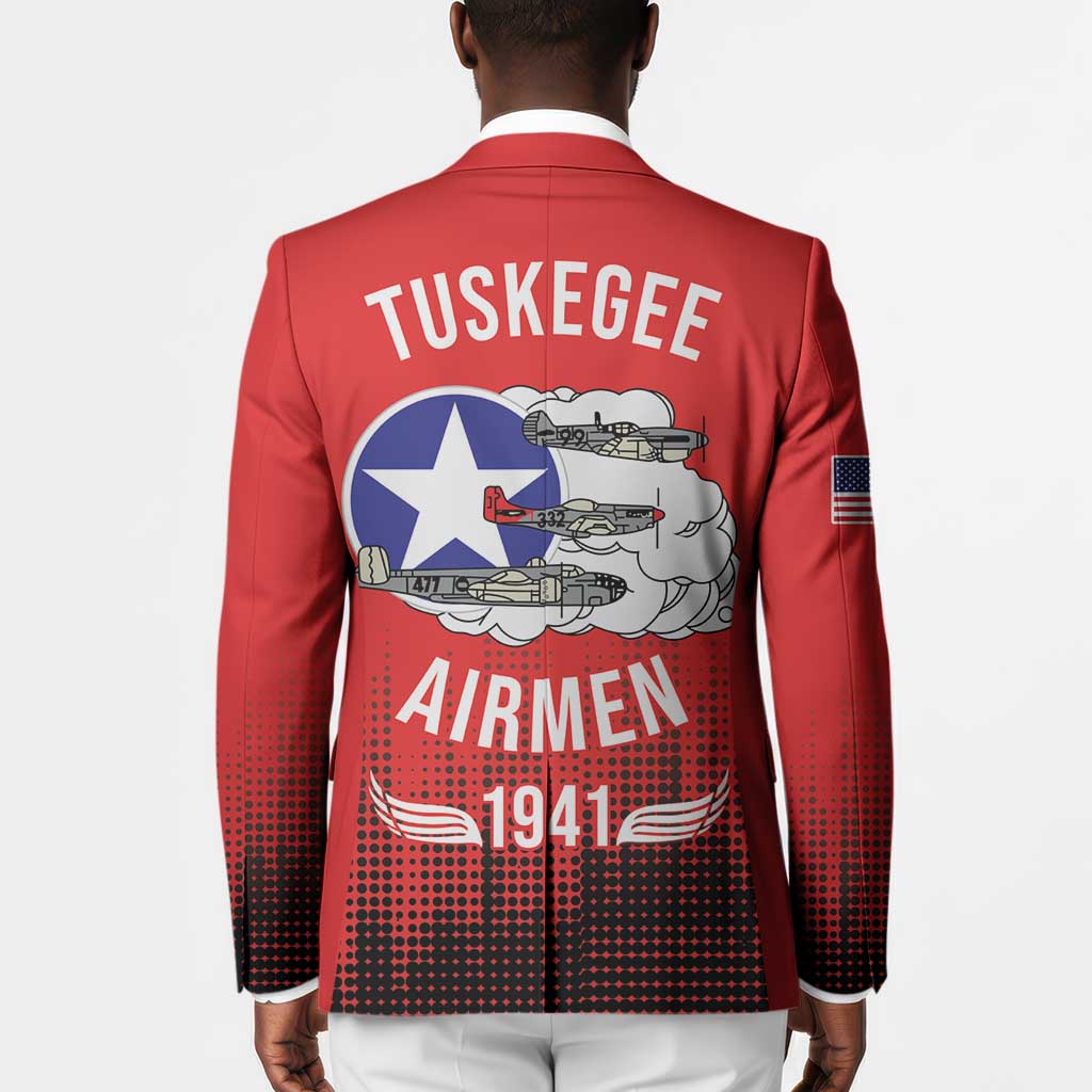 Tuskegee Red Tails Airmen WWII Tribute Blazer 332nd Fighter Group - Red