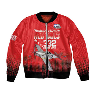 Tuskegee Red Tails Airmen WWII Tribute Bomber Jacket 332nd Fighter Group - Red - African Pride