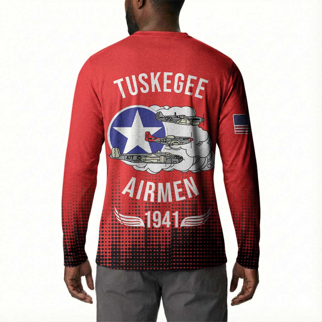 Tuskegee Red Tails Airmen WWII Tribute Button Sweatshirt 332nd Fighter Group - Red