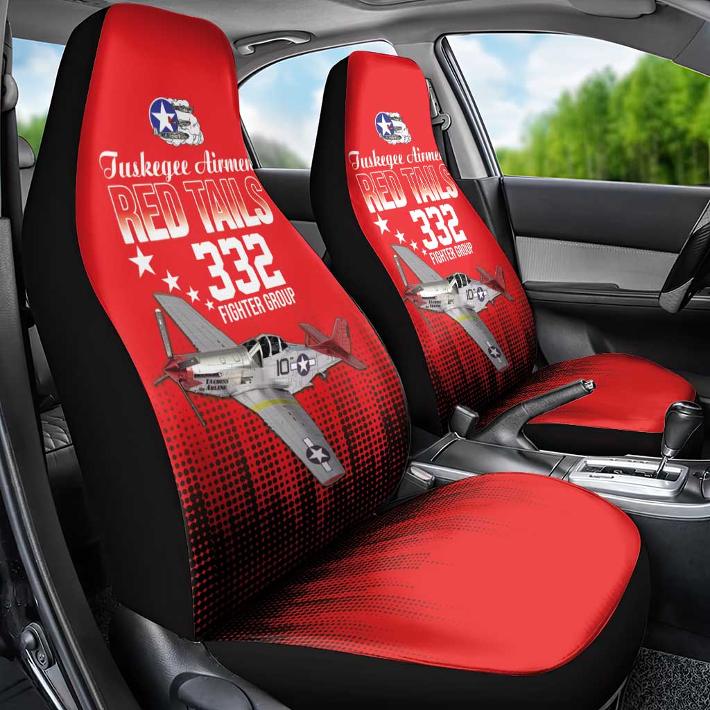 Tuskegee Red Tails Airmen WWII Tribute Car Seat Cover 332nd Fighter Group - Red - African Pride
