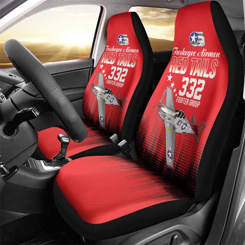 Tuskegee Red Tails Airmen WWII Tribute Car Seat Cover 332nd Fighter Group - Red - African Pride