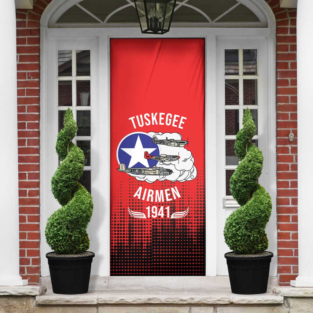 Tuskegee Red Tails Airmen WWII Tribute Door Cover 332nd Fighter Group - Red