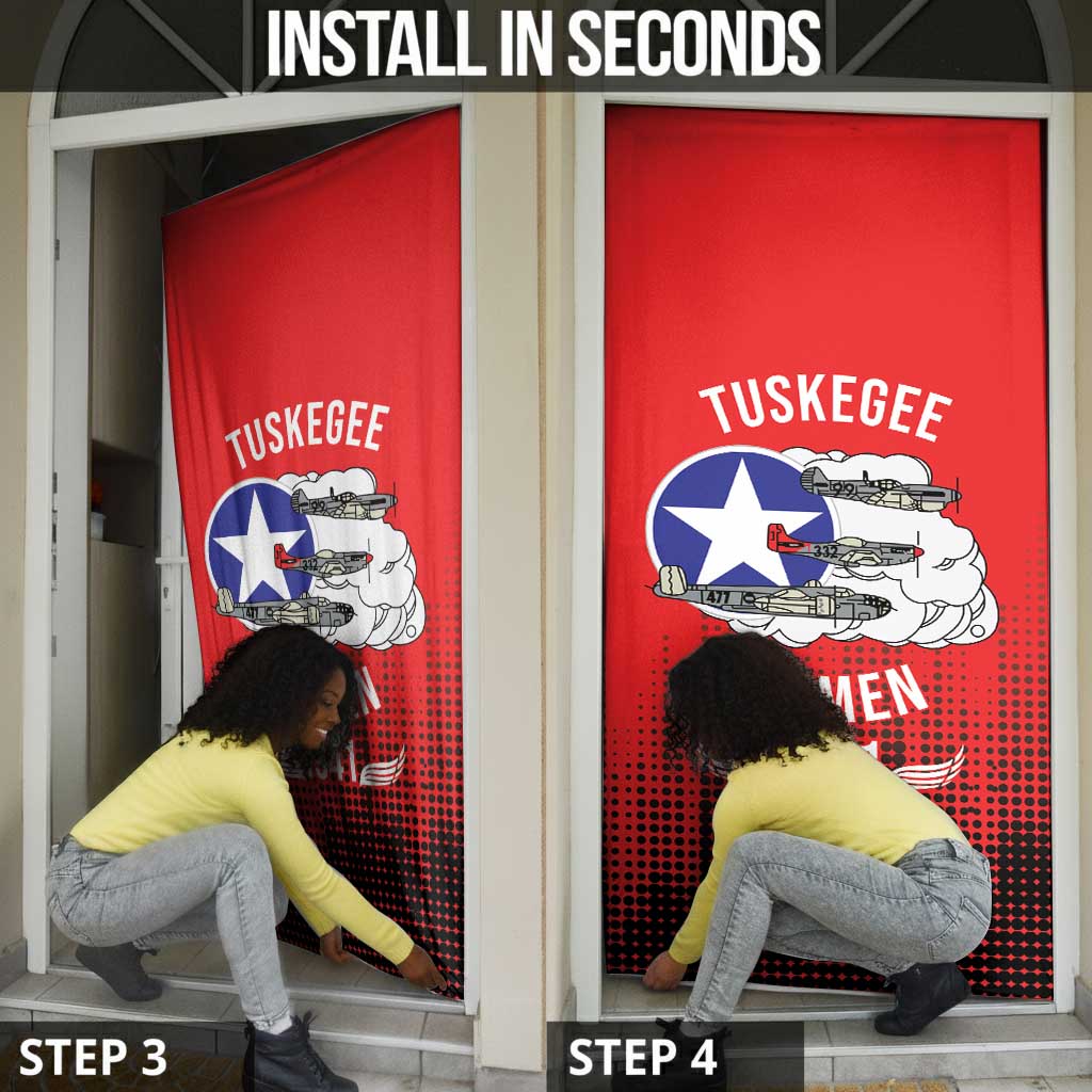 Tuskegee Red Tails Airmen WWII Tribute Door Cover 332nd Fighter Group - Red