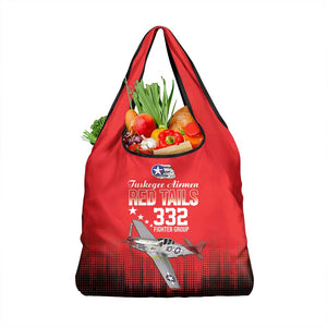 Tuskegee Red Tails Airmen WWII Tribute Grocery Bag 332nd Fighter Group - Red - African Pride