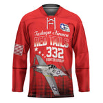 Tuskegee Red Tails Airmen WWII Tribute Hockey Jersey 332nd Fighter Group - Red