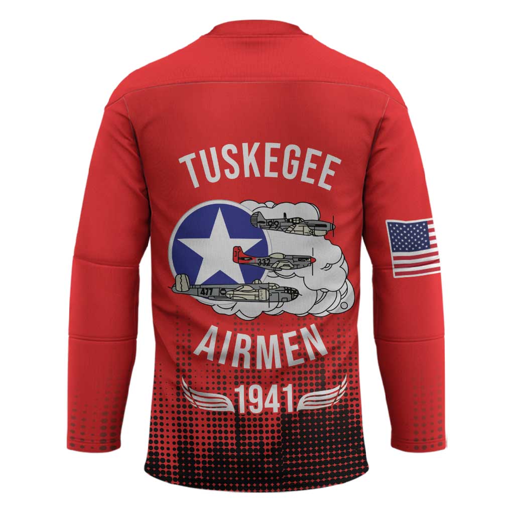 Tuskegee Red Tails Airmen WWII Tribute Hockey Jersey 332nd Fighter Group - Red