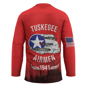 Tuskegee Red Tails Airmen WWII Tribute Hockey Jersey 332nd Fighter Group - Red