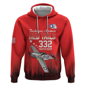 Tuskegee Red Tails Airmen WWII Tribute Hoodie 332nd Fighter Group - Red - African Pride
