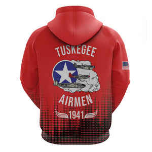 Tuskegee Red Tails Airmen WWII Tribute Hoodie 332nd Fighter Group - Red - African Pride