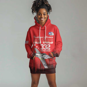 Tuskegee Red Tails Airmen WWII Tribute Hoodie Dress 332nd Fighter Group - Red - African Pride