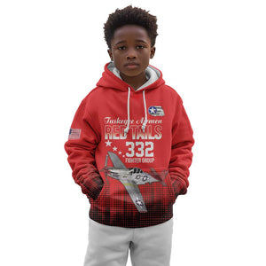 Tuskegee Red Tails Airmen WWII Tribute Kid Hoodie 332nd Fighter Group - Red - African Pride