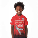 Tuskegee Red Tails Airmen WWII Tribute Kid Polo Shirt 332nd Fighter Group - Red - African Pride