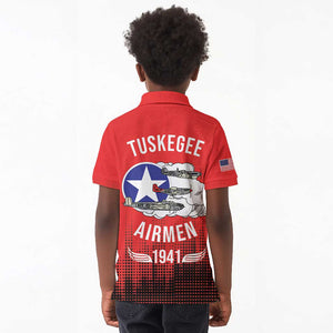 Tuskegee Red Tails Airmen WWII Tribute Kid Polo Shirt 332nd Fighter Group - Red - African Pride