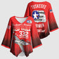 Tuskegee Red Tails Airmen WWII Tribute Kimono Sleeve Blouse 332nd Fighter Group - Red