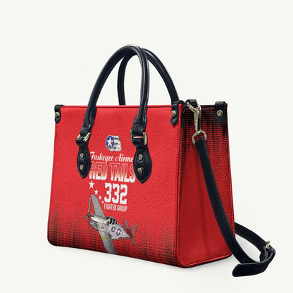 Tuskegee Red Tails Airmen WWII Tribute Leather Bag 332nd Fighter Group - Red