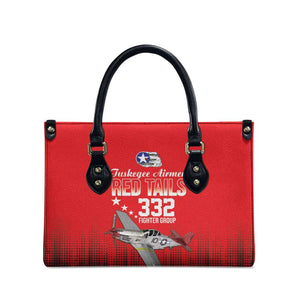 Tuskegee Red Tails Airmen WWII Tribute Leather Bag 332nd Fighter Group - Red