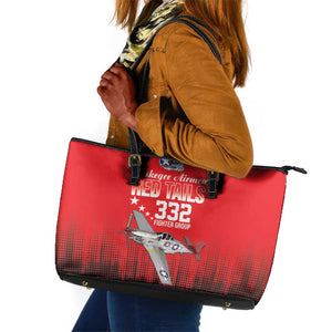 Tuskegee Red Tails Airmen WWII Tribute Leather Tote Bag 332nd Fighter Group - Red - African Pride